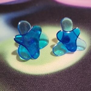 Blue Flower Shaped Earrings